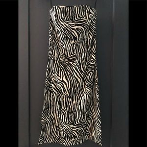Jessica McClintock zebra strapless cocktail dress